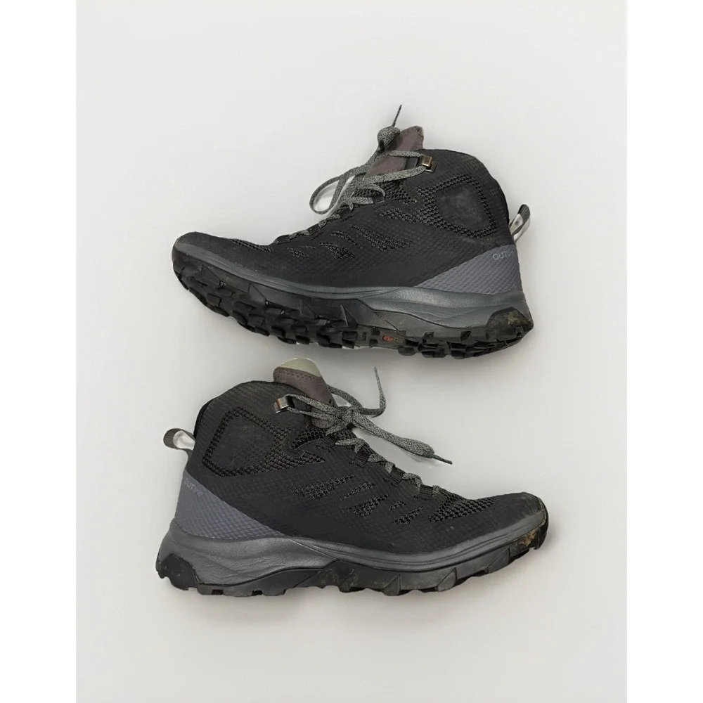 Salomon Outline High Top Hiking Boot Shoes Contagrip 404844 Gray Women 7 Goretex